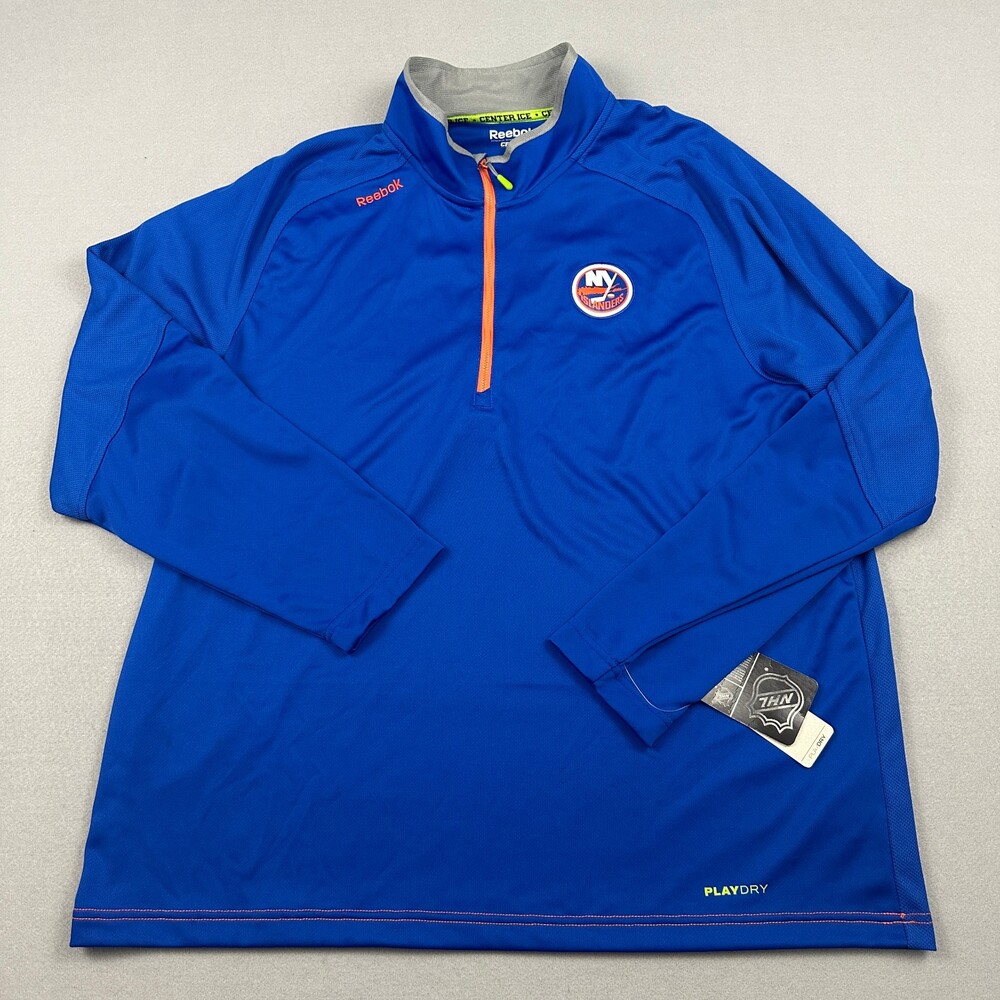New York Islanders Sweater Men 2XL Blue Rebok Center Ice 1/4 Zip Pullover NHL